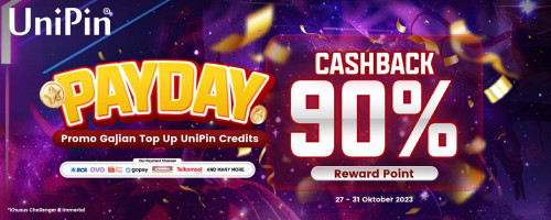 PAYDAY - Promo Gajian Top Up UniPin Credits Cashback 90% Reward Points